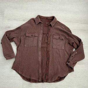 Aerie Brown Waffle Knit Shirt